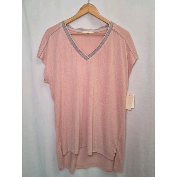 Retrology Short Dolman Sleeve V-neck Sweater Rose Smoke Embellished Size XL NWT - Picture 1 of 11